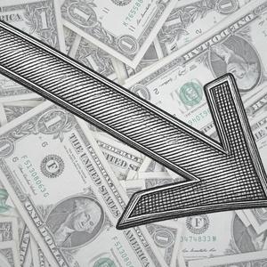 Dollar Bills with down arrow