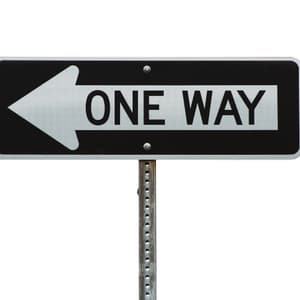 One way road sign